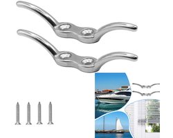 2-Stuks Oxhorn Hook - Marine Mooring Bottom Oxhorn Hook - RVS haak aan de kade - Maat 15*2.1*1cm - Geschikt voor het bevestigen van de kade, het opbergen van kajaktouwen, het bevestigen van dekuitrusting - Zilver