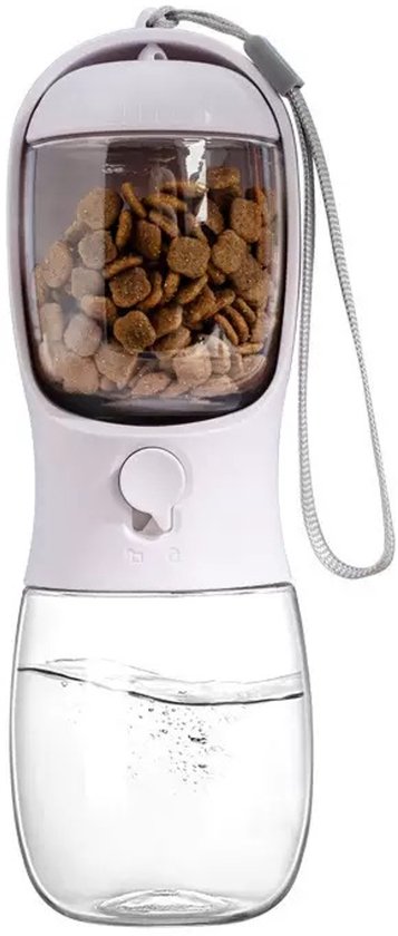 Reiswaterfles Voor Honden - 350 Ml Lekvrije Drinkfles Voor Honden Met 1 Voercontainer Draagbare Waterfles Voor Honden Geschikt Voor Kleine Honden Die Wandelen En Reizen 2277cm Roze