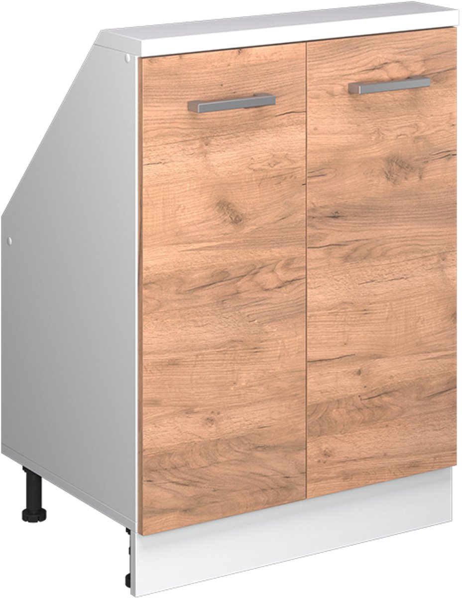 Vicco R-Line Keukenkast voor schuine wand – 60 cm met 2 deuren Eik goud/wit Goudkleurig Eiken/Wit
