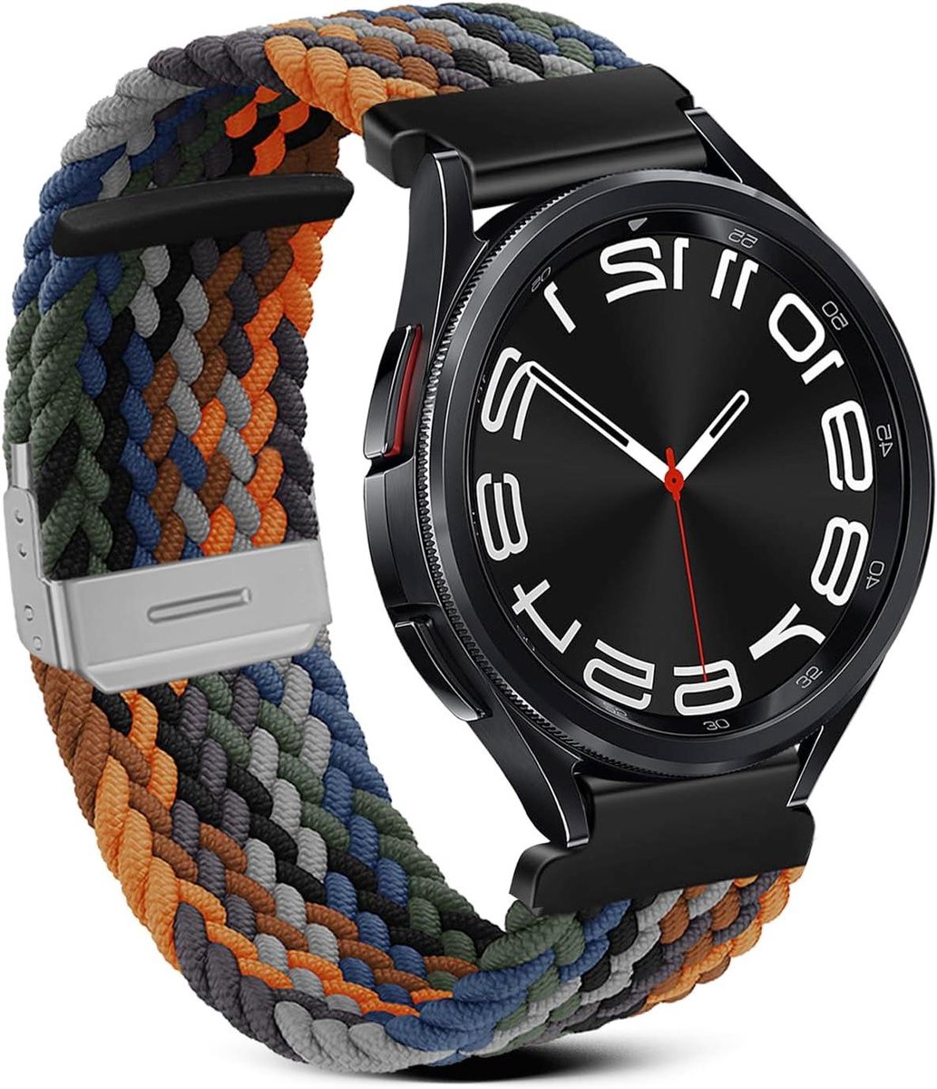 Allecto Plus - Nylon horlogeband 20mm voor Galaxy Watch 4-5-6 - Zwart comfortabel en ademend