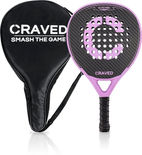 Craved Padel Racket Elite Pro - Inclusief padeltas - Carbon - Roze/Zwart