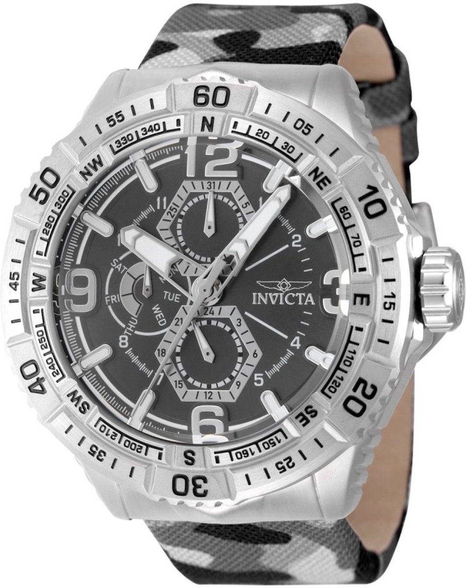 Invicta Coalition Forces 49630 Heren Horloge - Waterdicht - Analoog - Quartz Uurwerk - Roestvrij Staal met zwarte Wijzerplaat - 49mm