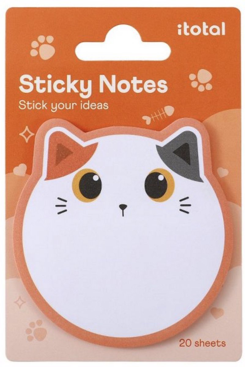 iTotal Sticky Notes Kleverige Notities “ORANGE CAT” 20 sheets 74x76.7mm 11gr