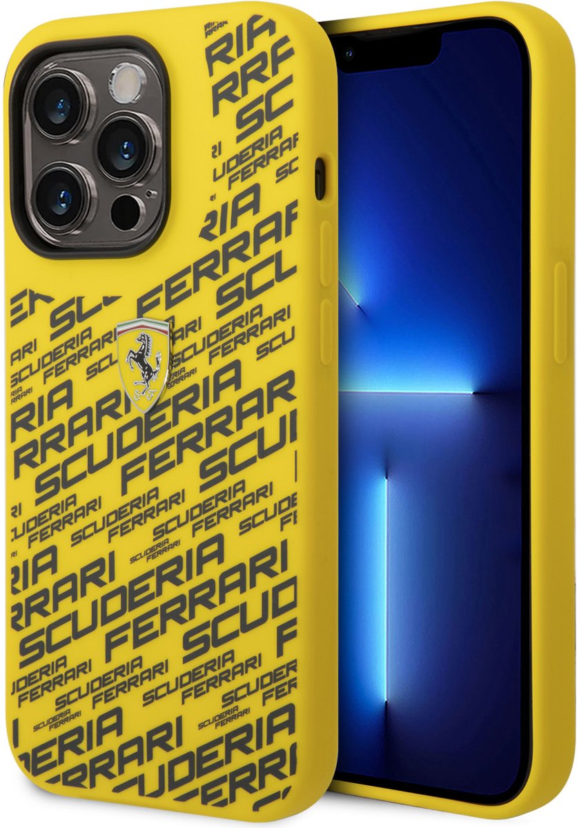 Ferrari Back cover - iPhone 14 Pro - Geel - Schokabsorberend - Sportief design