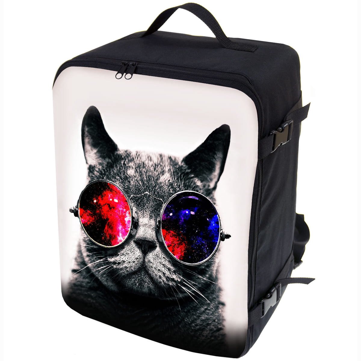 FEROCITY - Handige rugzak voor op reis 40x25x20 cm Multifunctioneel - handbagage koffer - Polyester - Galaxy Kat Zonnebril