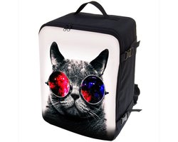 FEROCITY - Handige rugzak voor op reis 40x25x20 cm Multifunctioneel - handbagage koffer - Polyester - Galaxy Kat Zonnebril