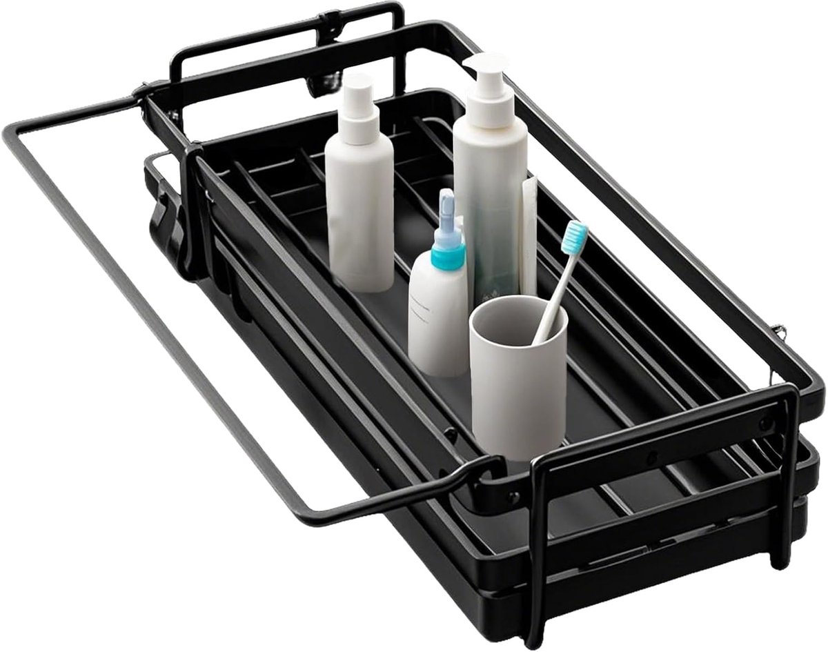 Sink Organizer - Metal Hanging Organizer - Keuken Spons Houder - Badkamer - Afvoer - Keuken Organizer - Zwart - Geen Boren