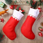 4 Kerst Kousen voor Vullen en Ophangen - Kerstdecoraties - Santa Kousen - Grote Formaat Kerstkousen voor Kerstversiering in Rood（ Witte mond 23*36*16cm ）