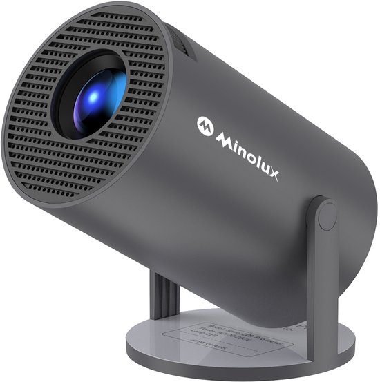 Minolux® Premium Black Mini Beamer-model 2025 – Smart Projector met Netflix, YouTube, Disney+, Appstore. – WiFi, Bluetooth, Screen Mirroring – Home Cinema - 4k - Beamer - Inclusief Hdmi kabel & speaker - IOS & Android - Zwart