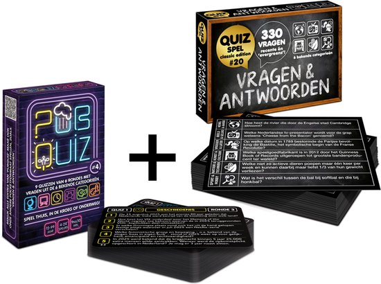 COMBI-DEAL: Pubquiz over 2025! (editie #4); 9 quizzen van 6 rondes - Kaartspel - Pocketformaat Quizspel - 198 NEDERLANDSE vragen + Vragen & Antwoorden #20 (*** 2025 editie ! ***) - 330 vragen