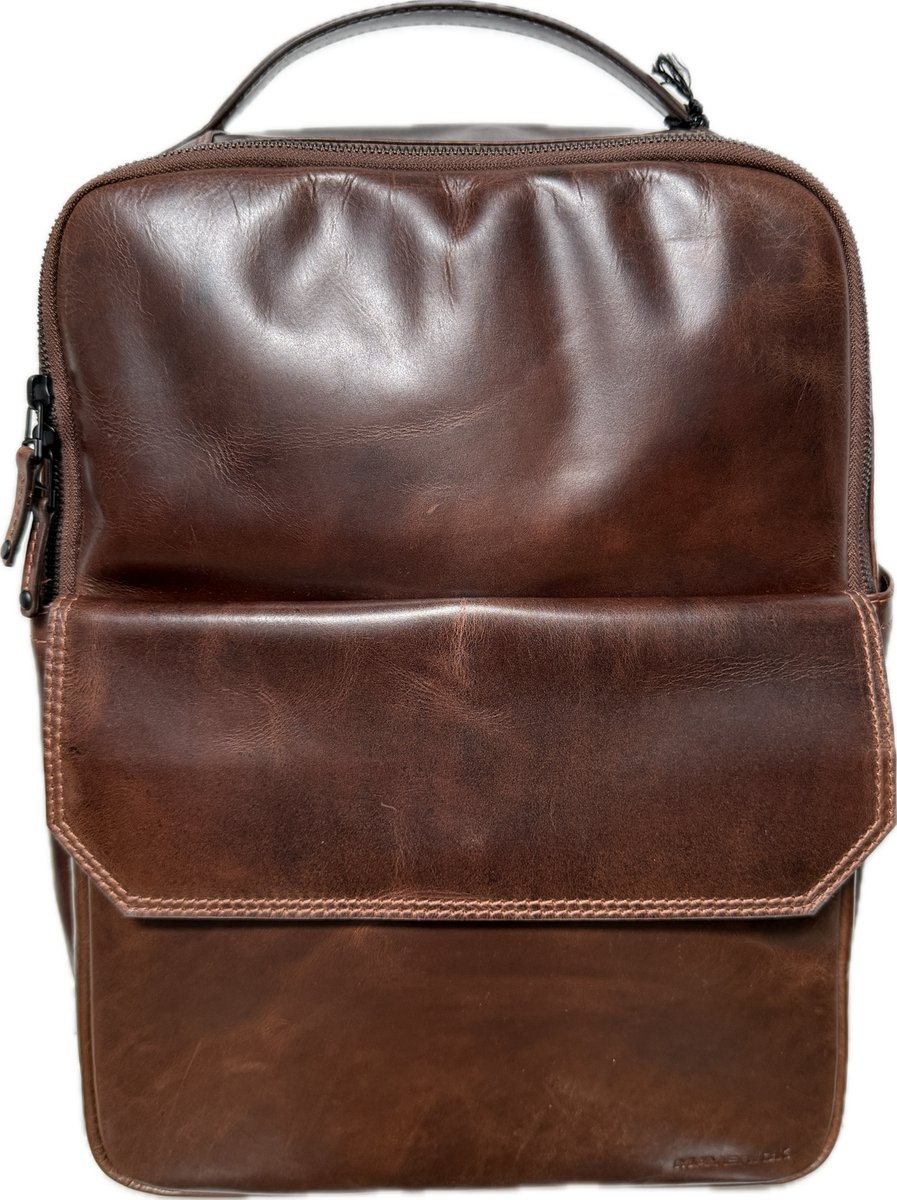Maverick Lederen Rugzak Met Laptopcompartiment 15.6" Bruin