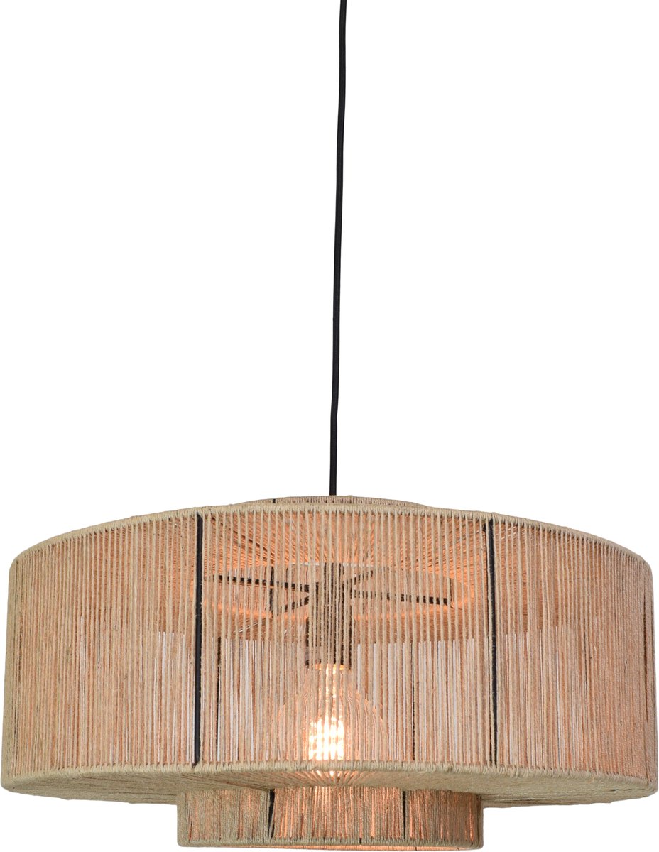Urban Interiors – Hanglamp Drum Jute – Ø50 cm – Japandi stijl – E27 fitting – Natuurlijke ronde plafondlamp – Scandinavisch design
