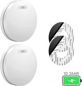 SAVS SM11 Rookmelder 2-pack - 10 jaar batterij - Rookmelders met extra dun design - Geen LED lampje - Montage zonder boren - Voldoet aan Europese norm - Brandalarm
