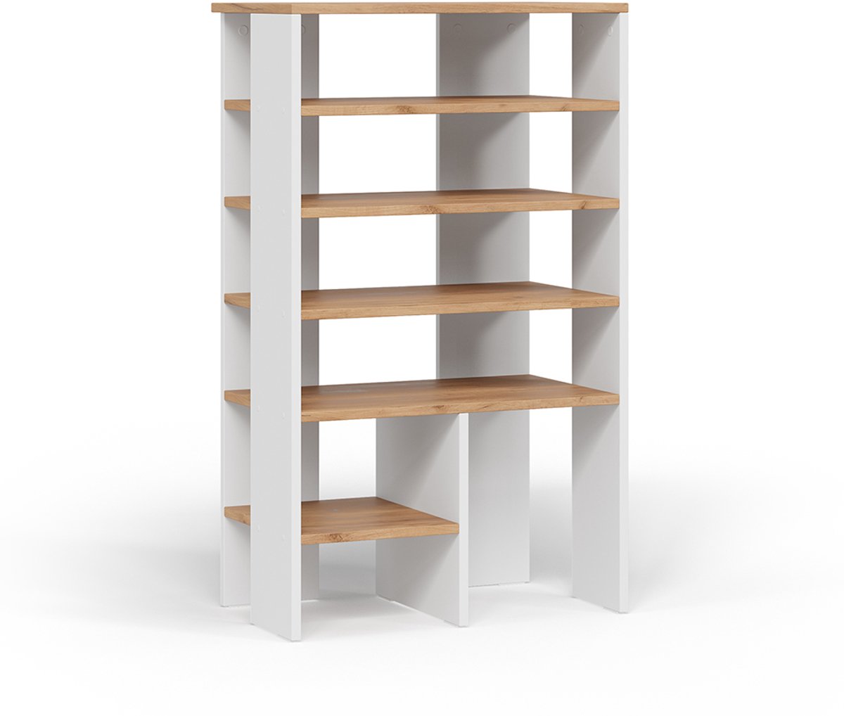 Vicco Marlon Schoenenkast – 60 x 100 cm met 5 compartimenten Eik wit/goud Wit/Goudkleurig Eiken