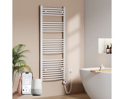 EMKE Elektrische Handdoekradiator - Slimme Bediening - APP Week Timer - 140x60cm - 600W - Glans Wit