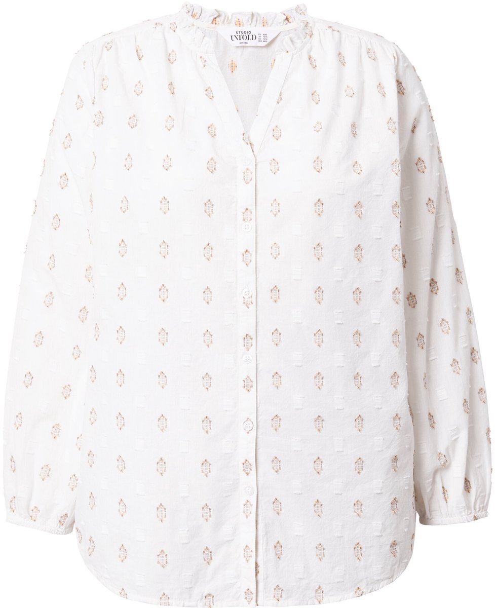 Studio Untold - Dames - Blouese losvallend model geweven motief - Lichtbeige - Maat 54+