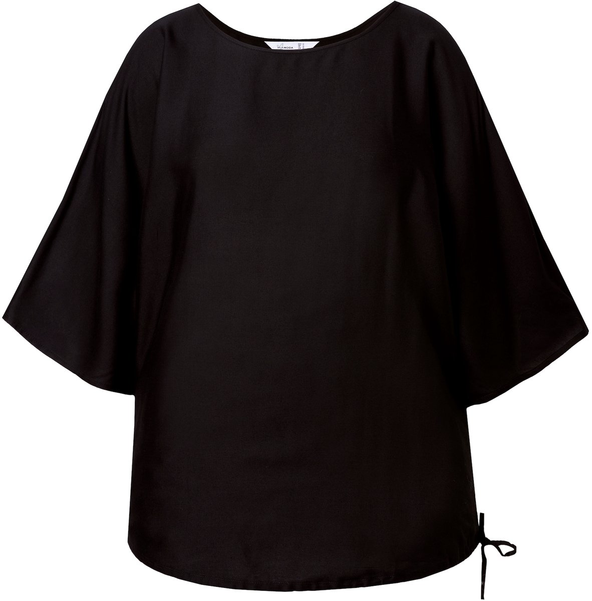 MIAMODA - Dames - Overhemdblouse satijn zoom met trekkoord - Zwart - Maat 42