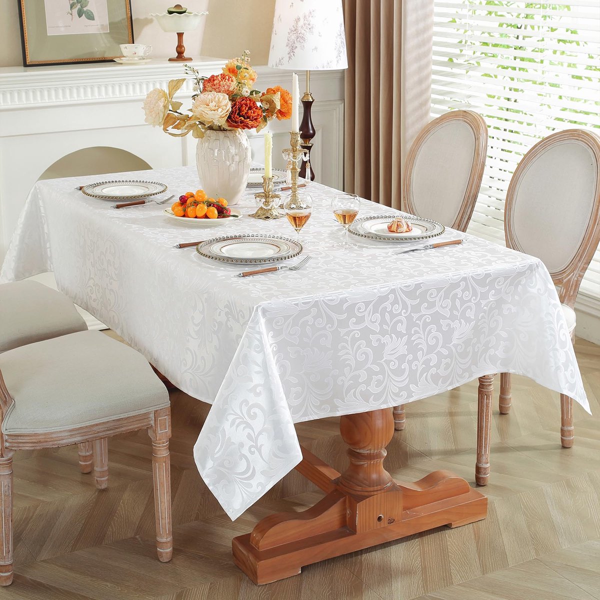 Ibenzoa® Rechthoekig waterdicht tafelkleed met elegant bloemenpatroon voor eetkamer