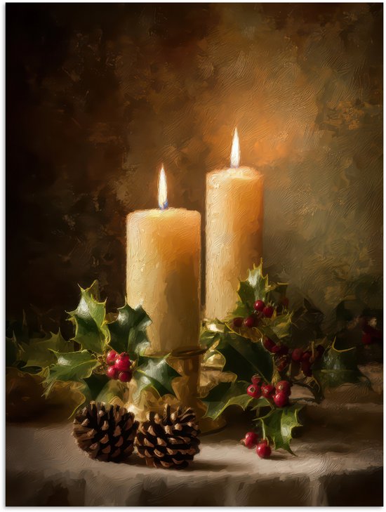 Poster 30x40 cm - Kaarslicht - Kerst - Veelkleurig - Posters - Kamer decoratie - Wanddecoratie woonkamer - Muurdecoratie slaapkamer - Kerstversiering - Kerstdecoratie voor binnen - Kerstmis