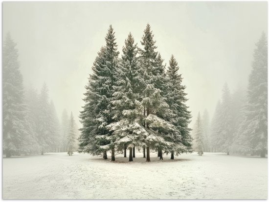 Poster 40x30 cm - Bomen - Sneeuw - Wit - Posters - Kamer decoratie - Wanddecoratie woonkamer - Muurdecoratie slaapkamer