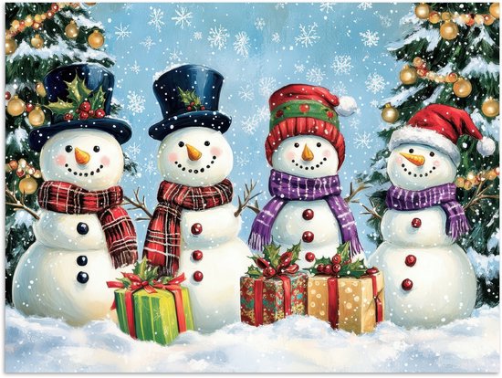 Poster 80x60 cm - Vrolijk - Sneeuw - Kleurrijk - Posters - Kamer decoratie - Wanddecoratie woonkamer - Muurdecoratie slaapkamer