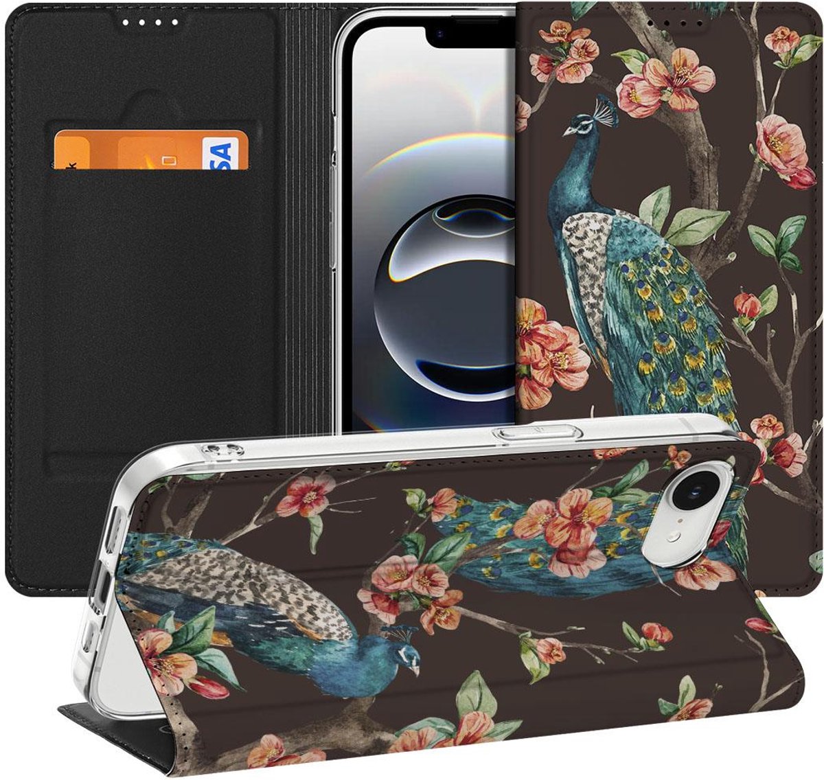 Apple iPhone 16e/17e Hoesje maken Pauw met Bloemen