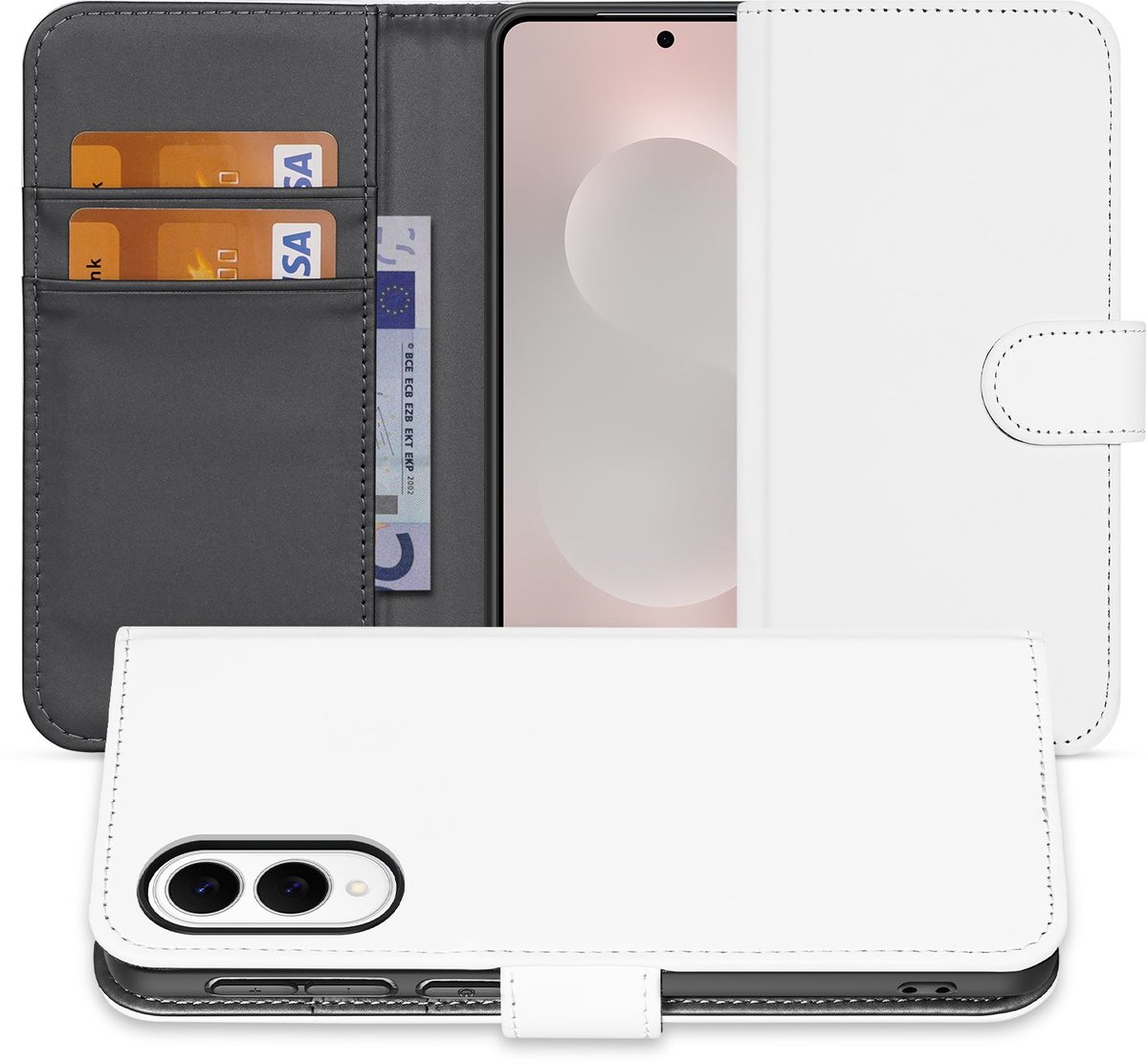 Book Case Hoesje Samsung Galaxy S25 Edge Wit met Pasjeshouder