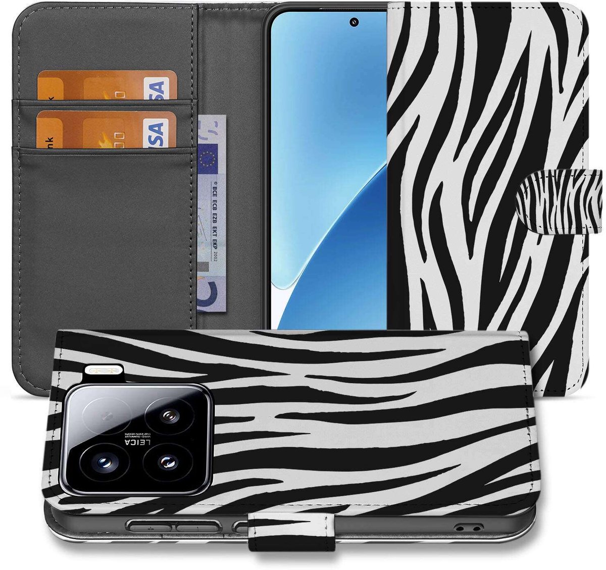 Xiaomi 15 Telefoonhoesje met Pasjes Zebra