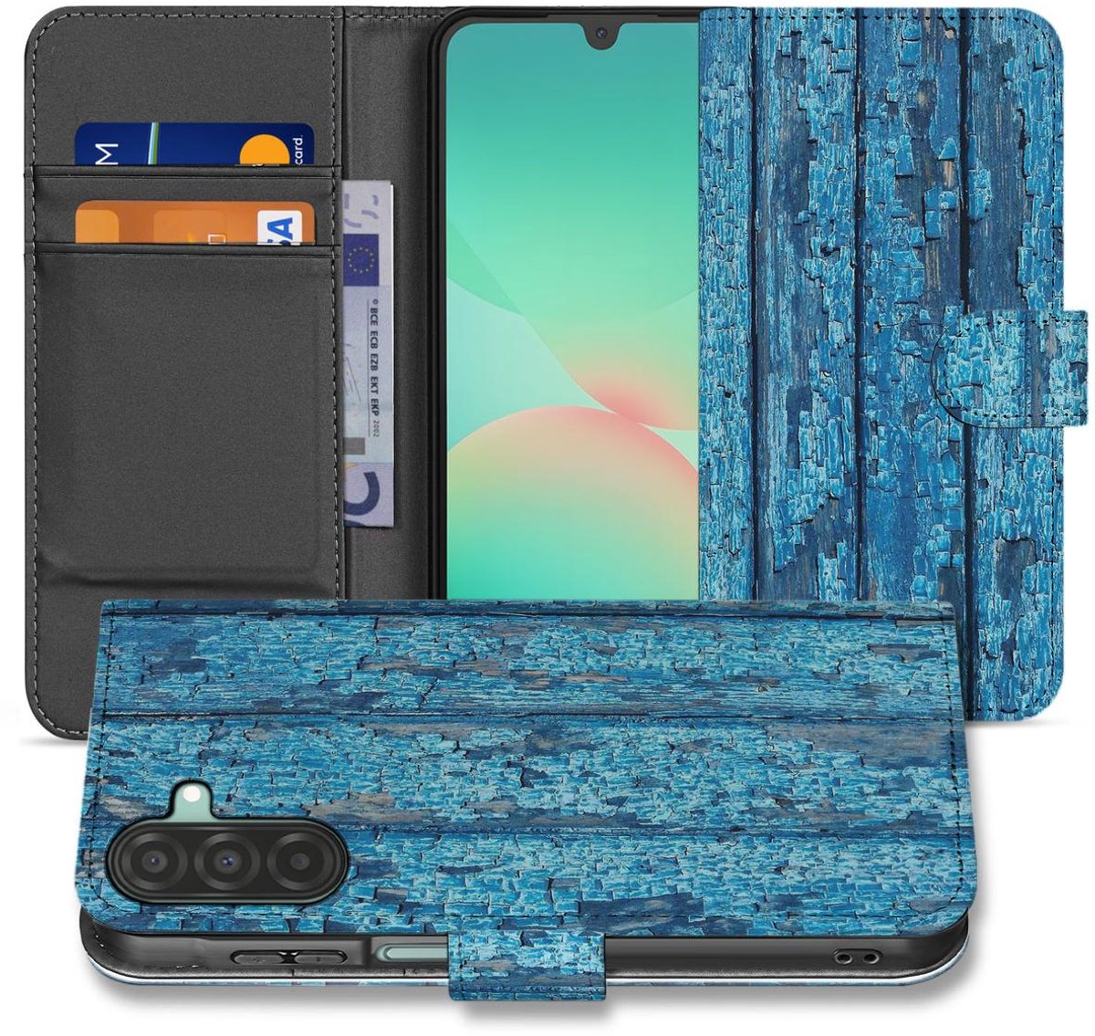 Samsung Galaxy A26 Wood Blue Book Case