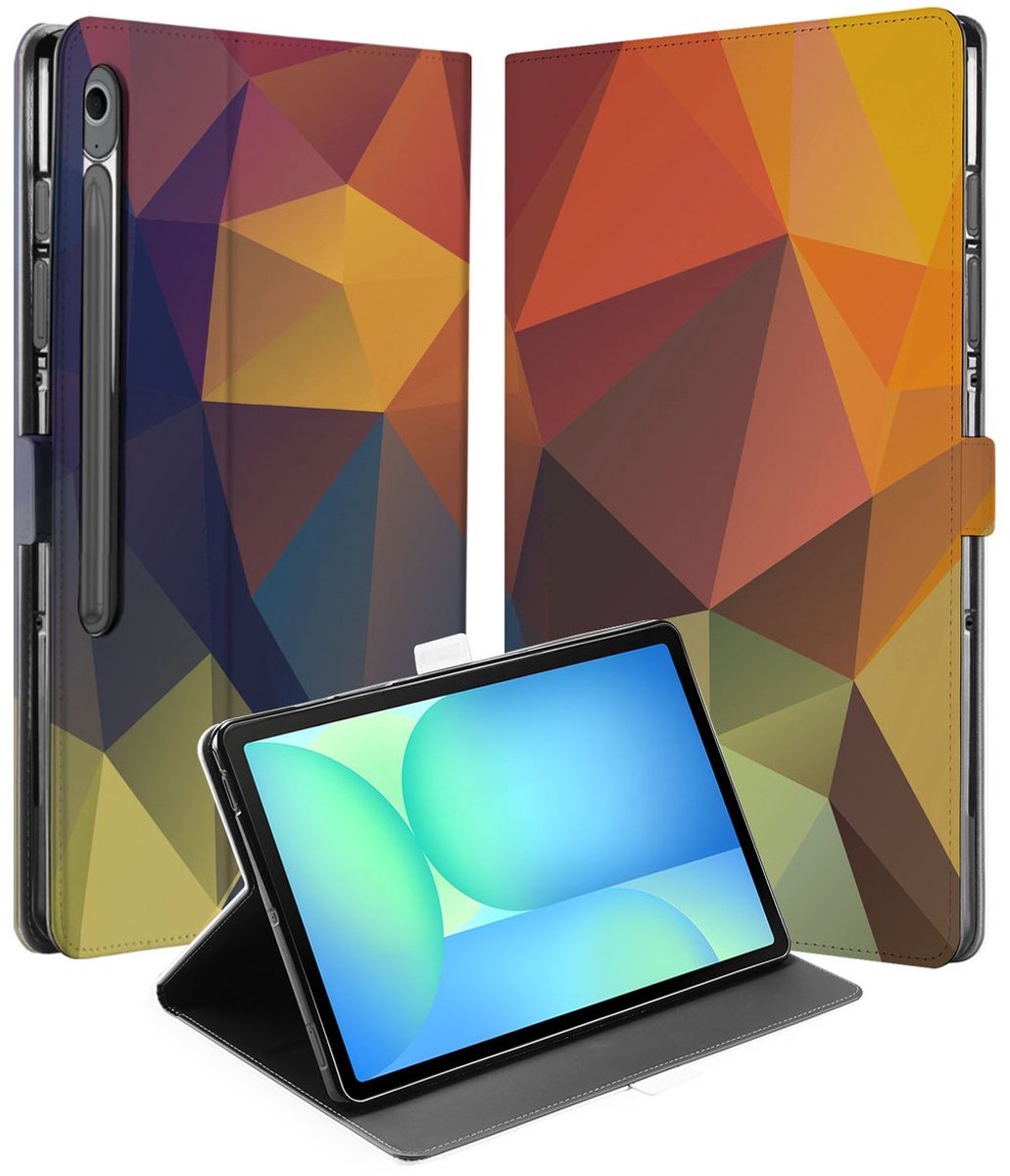 Samsung Galaxy Tab S10 FE Plus Tablet Hoesje Polygon Color met Standaard