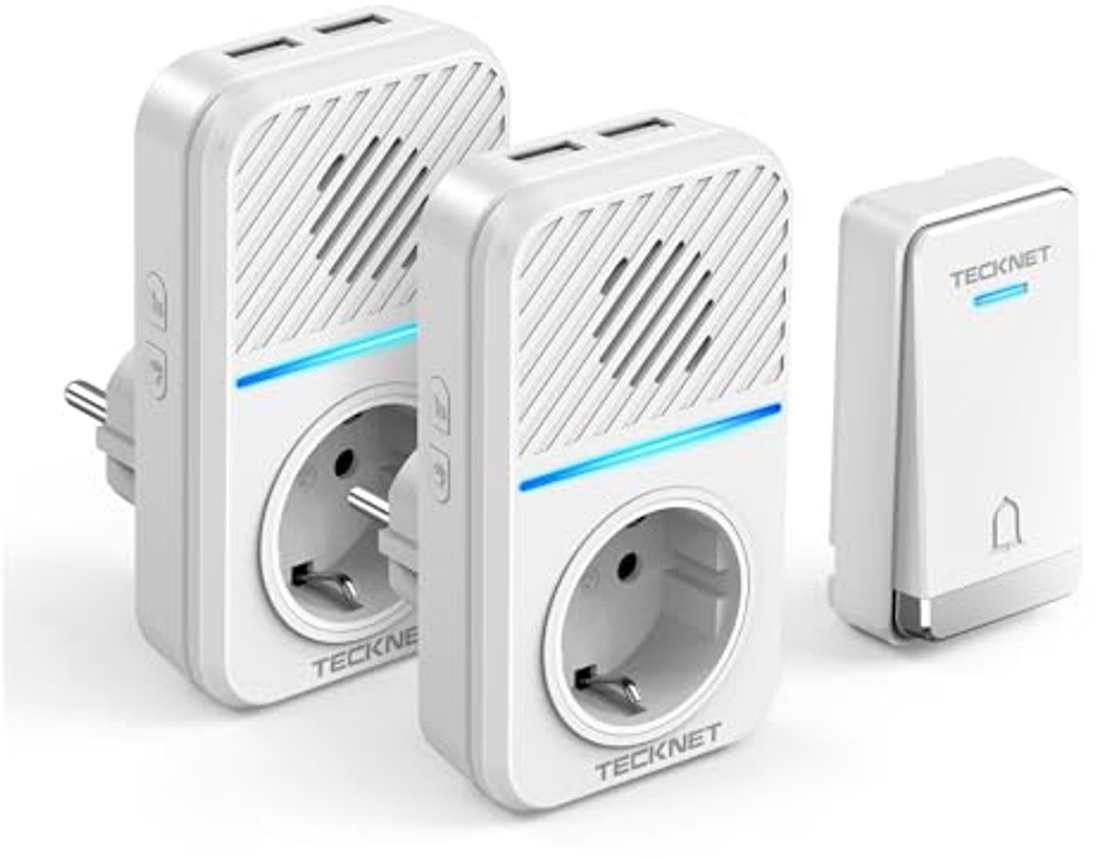 Draadloze Deurbelset met 2 Ontvangers en IP65 Bescherming, 400 m Bereik, 60 Melodieën en 5 Volumeniveaus