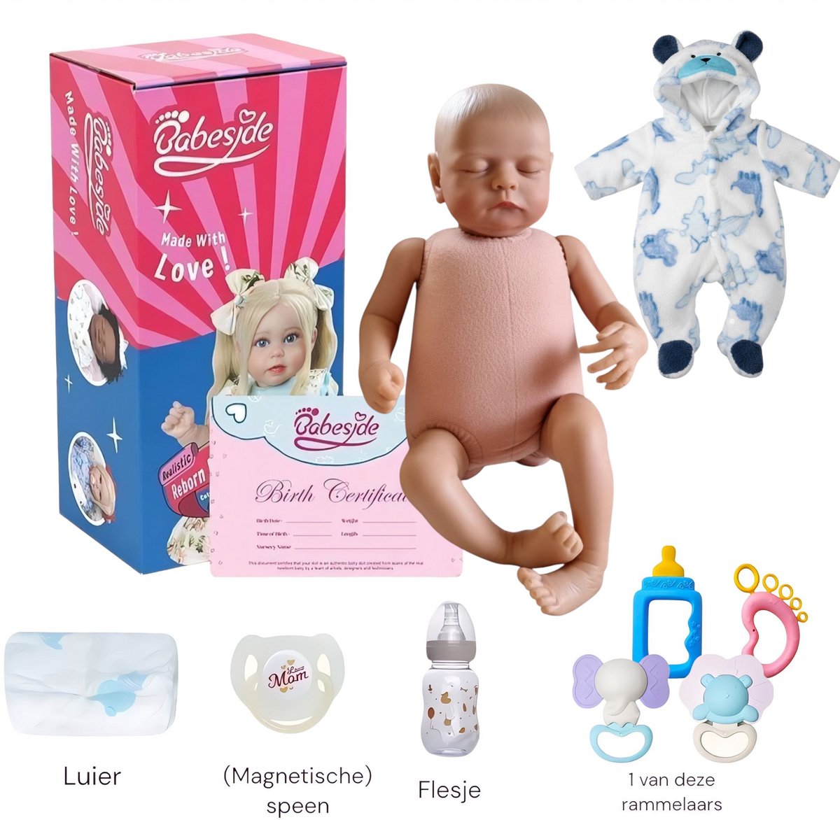 Reborn Baby Pop 'Nick' - 50 cm - Soft vinyl - Met beer outfit en accessoires - In geschenkdoos — afbeelding 9