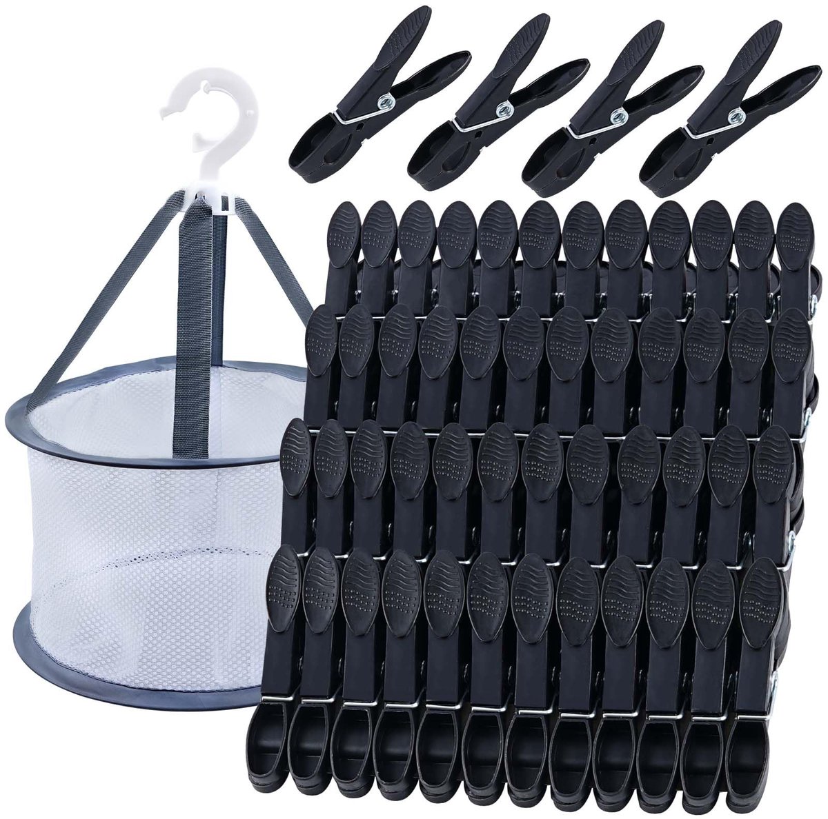 Ibenzoa® Set van 48 stevige en windbestendige wasknijpers met opbergzak