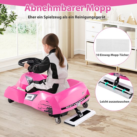 COSTWAY Elektrische skelter voor kinderen, 12 V, met ledverlichting