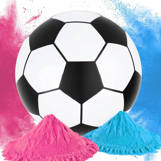 Partizzle Gender Reveal Voetbal - Met Roze & Blauwe Poeder - Babyshower Versiering - Boy or Girl Party - Alternatief Rookbom & Rookkanon - Plastic