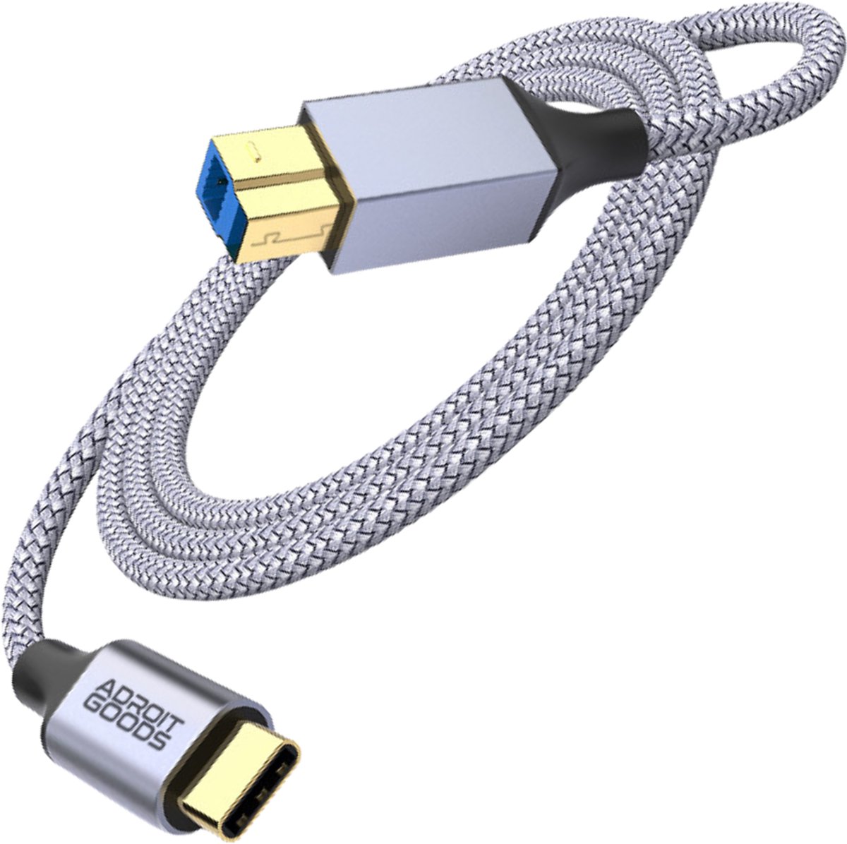 AdroitGoods USB-C naar USB-B printerkabel - USB 3.0– 5Gbps – 0,5m - Geschikt voor Docking Station, Externe Harde Drivers en Scanner - Grijs