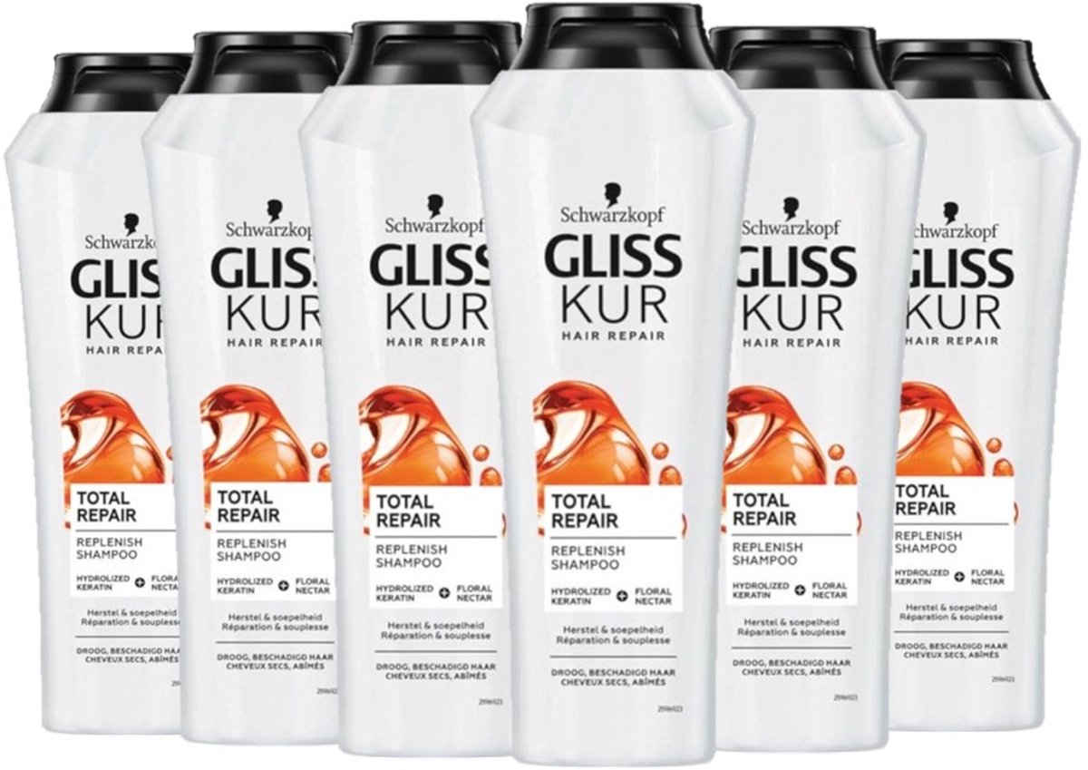 Gliss-Kur Shampoo - Total Repair 250 ml - Voordeelverpakking 6 stuks