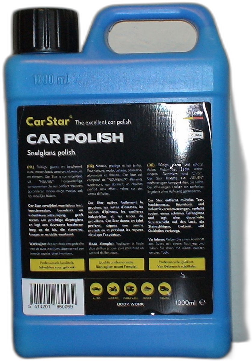car star - autopolish - autopoets - 1 LITER - zeer fijne hoogglans polish - geschikt voor donkere en lichte kleuren - gemakkelijk op te poetsen