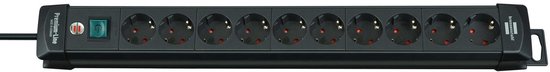 Premium-Line stekkerdoos 10-voudig zwart 3m H05VV-F 3G1,5
