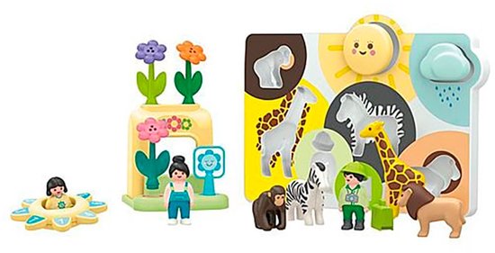 PLAYMOBIL | JUNIOR | Mijn eerste Playmobil | Speelgoed vanaf 1 jaar | Cadeau voor peuters | Stimuleert het vergelijken van kleuren, Dierennamen & eerste cijfers | Duurzaam speelgoed met sorteerfunctie & accessoires | 71655