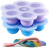 HI NATURE™ Babyvoeding bewaarbakjes set - Baby bakjes met 4 stuks babylepels - Moedermelk Bewaren - Diepvriesbakjes - Vriezer bakjes - BPA Vrij Siliconen Babyvoedingsaccessoires