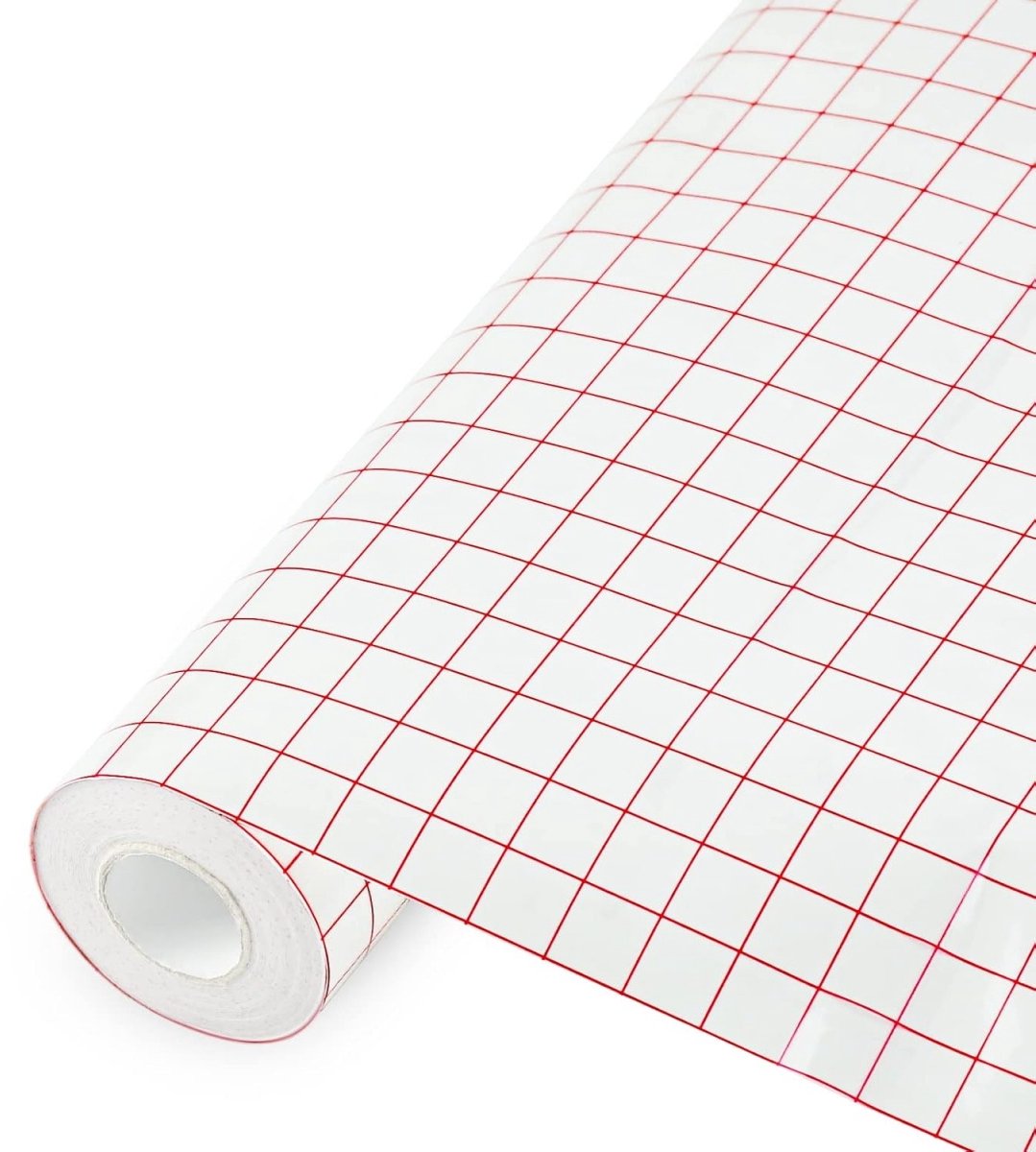 EXCITAT Transferpapier - Sterke vinyl transfertape - Geschikt voor stickers, raamstickers, autostickers, zelfklevende transferfolie - Met rood uitlijnraster - 30,5 cm x 500 cm