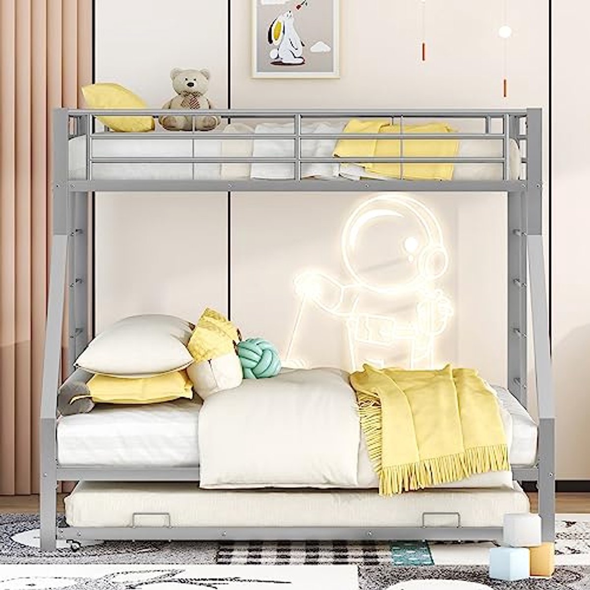 Stapelbed Met Uitbreidbaar Bed en Ladders, Ideaal Voor Kinderen en Volwassenen, Ruimtebesparend Ontwerp, Eenvoudig Te Monteren, 90 (140) x 200 cm