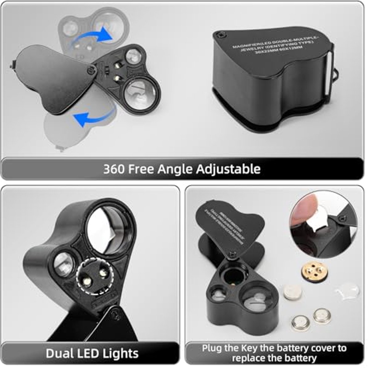 Draagbare Verlichte Juwereliersloep - Vergrootglas met LED en UV Licht voor Handwerk, Sieraden, Munten en Postzegels