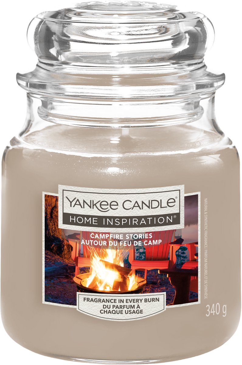 Yankee Candle Home Inspiration - Campfire Stories Medium Jar - 75 branduren Grijs