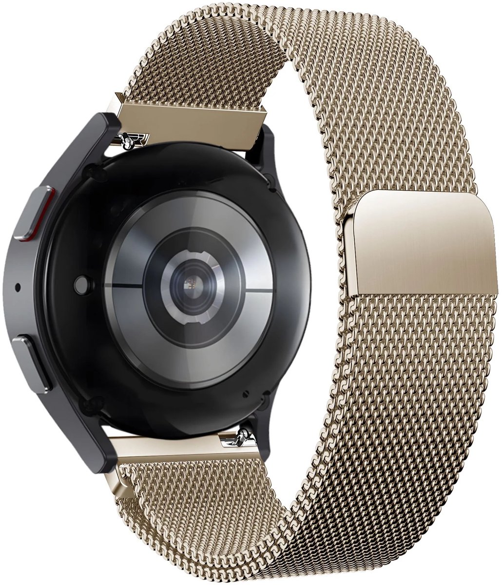 Bandz Hoogwaardige Milanese Loop band met magneetsluiting - geschikt voor Garmin Vivoactive 6 / 5 / 3 / Vivomove HR / Style / Luxe / Sport / Trend / Forerunner 645 / 245 / 165 / 55 / Approach S12 / S40 / S42 / S44 / S50 / Venu SQ / SQ2 (champagne)