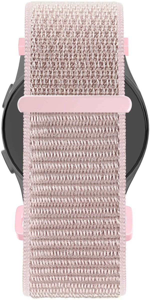 Bandz Hoogwaardige nylon band met klittenband geschikt voor Garmin Vivoactive 6 / 5 / 3 / Vivomove / 3 / HR / Style / Luxe / Sport / Trend / Forerunner 645 / 570 / 245 / 170 / 165 / 70 / 55 / Venu / SQ / SQ2 / 2 Plus / Approach S12 / S40 - Rosé roze