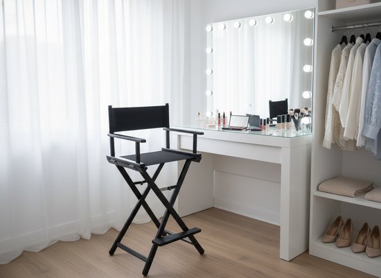VDD - Stoel - Kruk - Klap Stoel - Make up Stoel - Visagie Stoel - Regisseursstoel - Kaptafel Stoel - Make up Kruk - Kaptafel Kruk - Makeup Stoel - Zwart van VDD — afbeelding 4