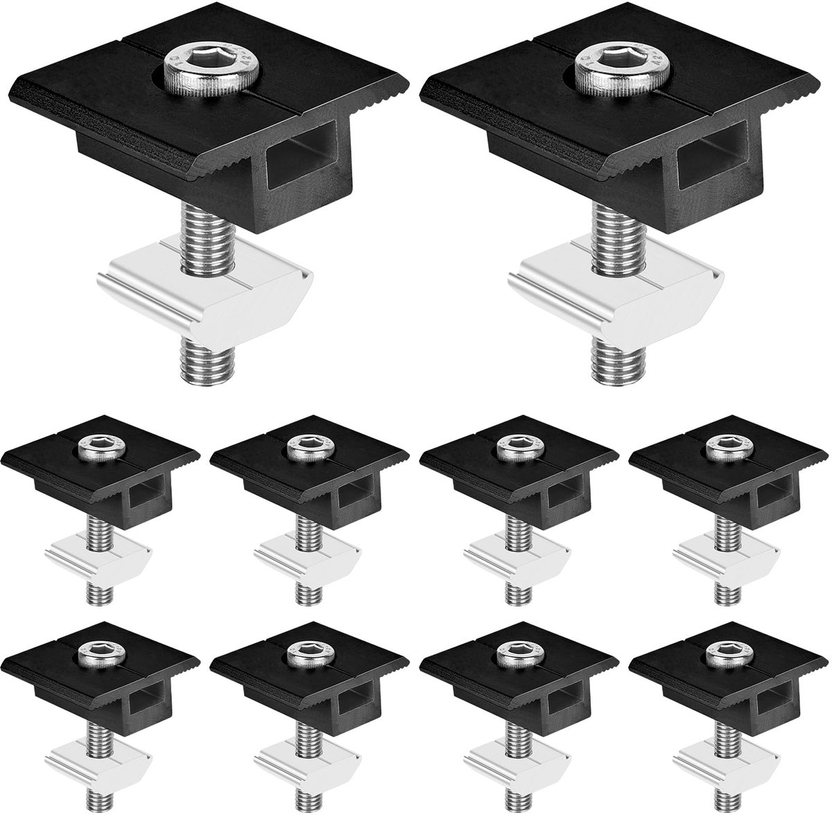 Solar Panel Mount: 10pcs 30mm Aluminum Solar Panel Holder, Mounting Bracket T Solar Panel for Photovoltaic Solar Panel, RV, Wall Roof, with Nuts and Bolt