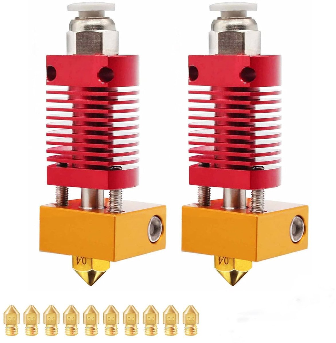 Image of 2 pcs Ender 3 extruder hotend kit, with 0.4 mm MK8 nozzle × 10 + tensioner × 1.3D printer parts for Creality Ender 3 / Ender 3 Pro/Ender 3 V2 Assembly Upgrade
